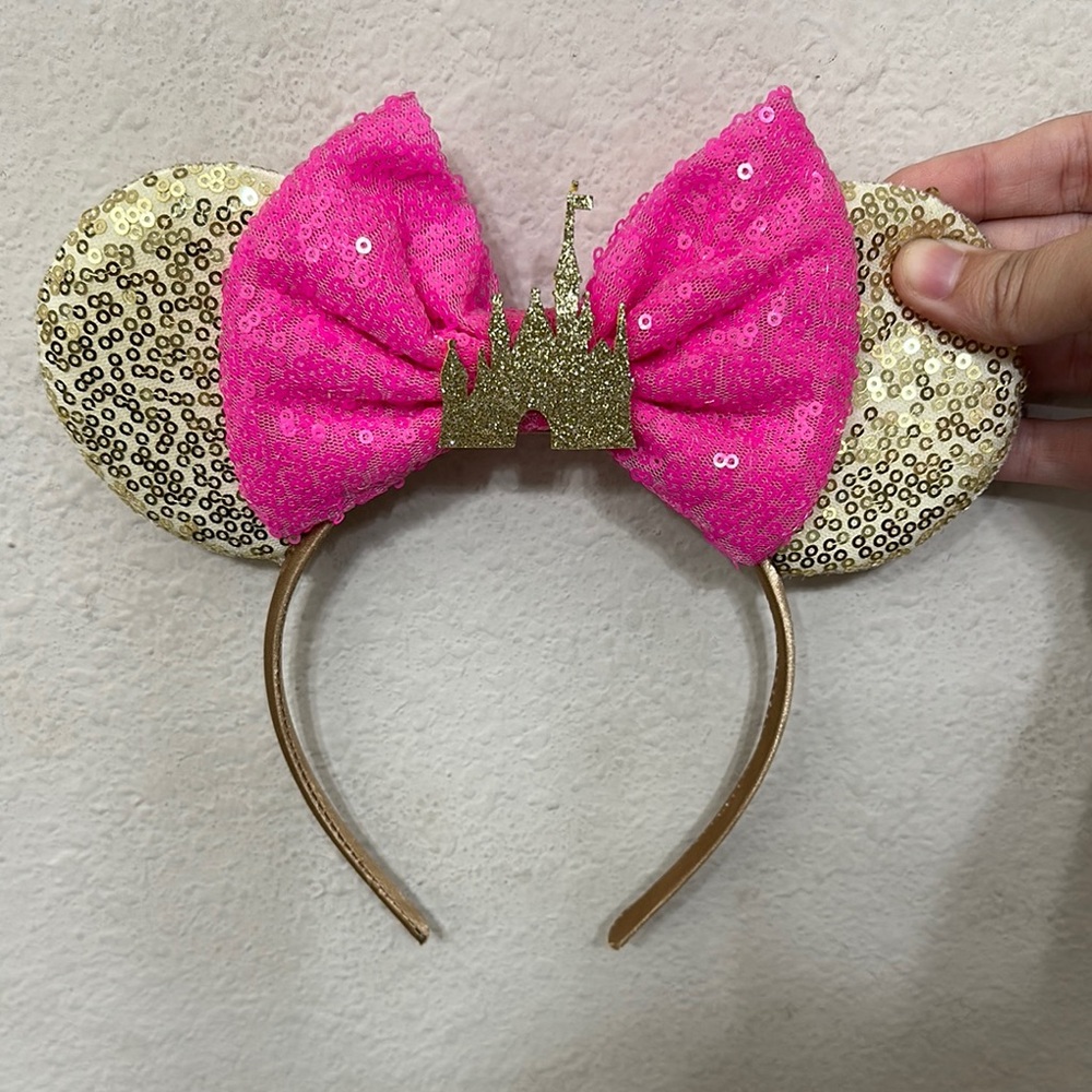 Pink and Gold Sequin Castle Headband